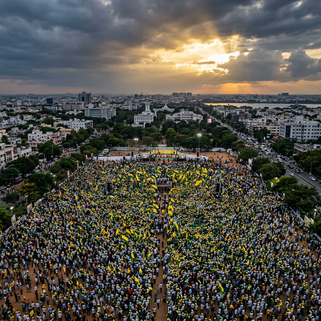 Massive public gathering for Telangana